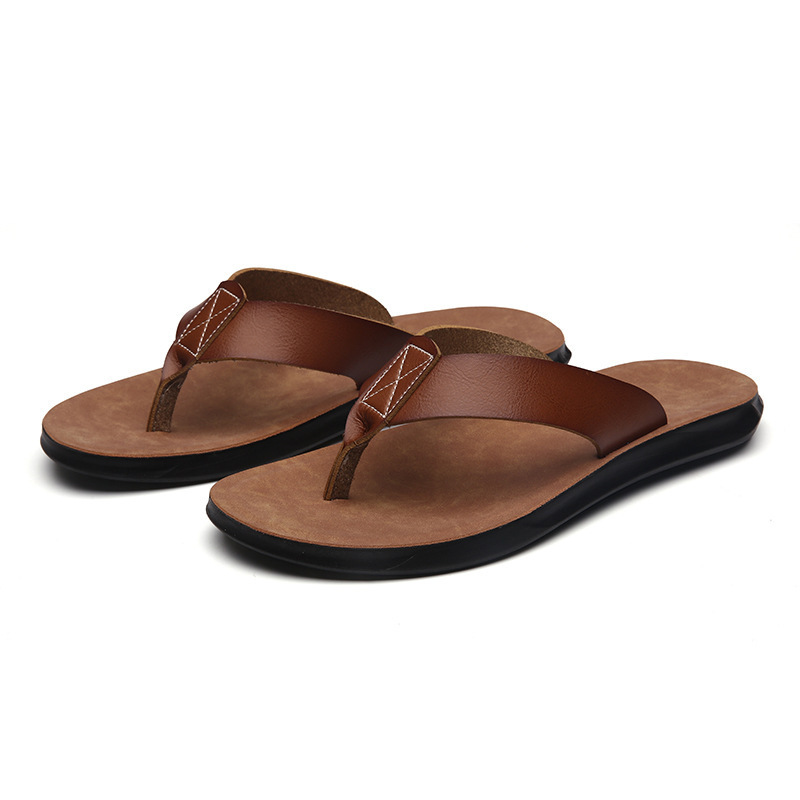 Men Shoes Marks - Chinelos de Couro Italiano Novos para