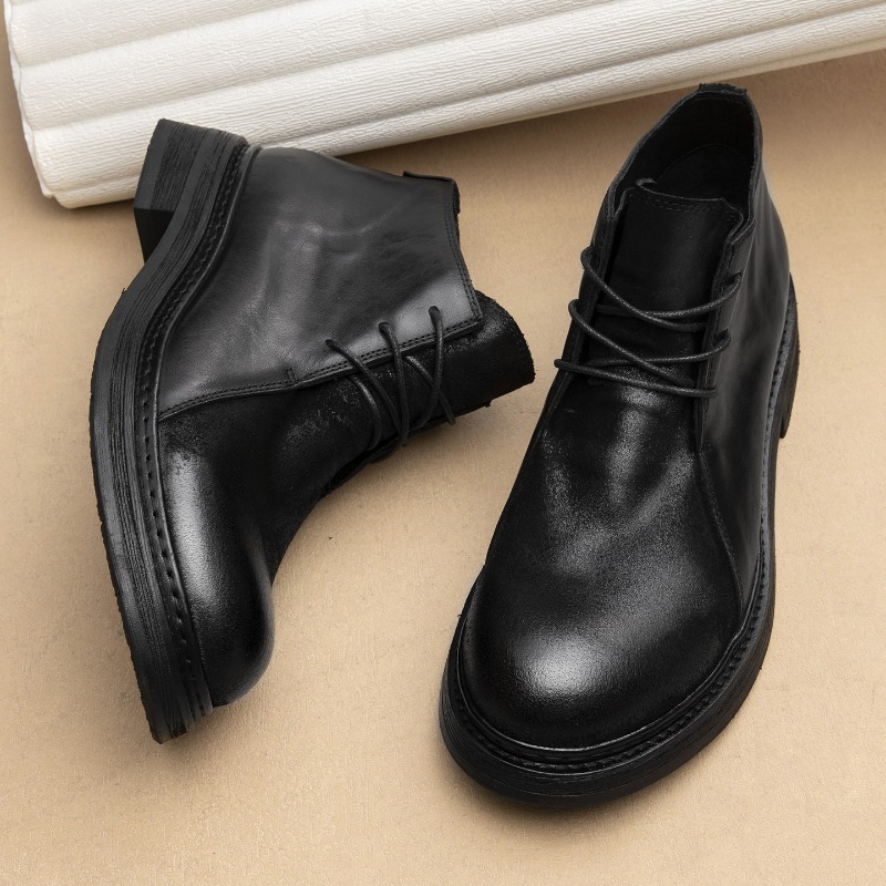 Men Shoes Oxford - Botas Masculinas Vintage de Couro Genuíno