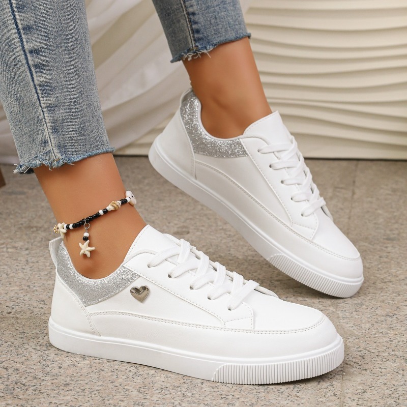 Tênis Feminino Branco com Glit - Casual Sneaker Low avaliação e preço