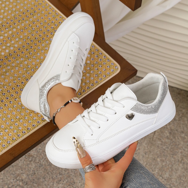 Tênis Feminino Branco com Glit - Casual Sneaker Low avaliação e preço