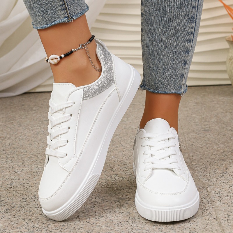 Tênis Feminino Branco com Glit - Casual Sneaker Low avaliação e preço