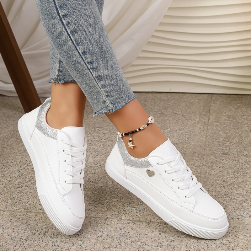 Tênis Feminino Branco com Glit - Casual Sneaker Low avaliação e preço